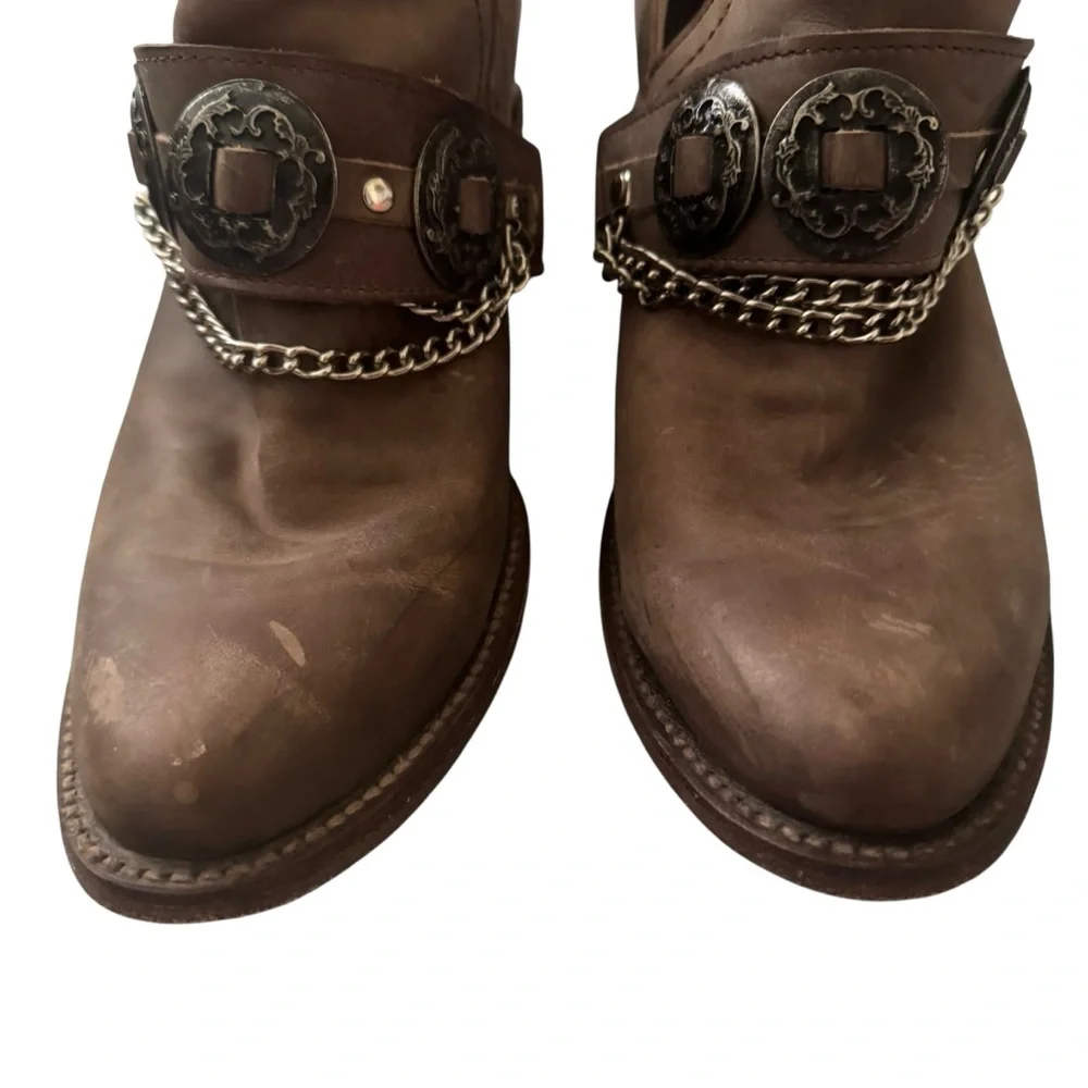 Freebird Mystic O Silver Ring Concho and Chain Western Handmade Leather Boots 11 - Picture 5 of 11